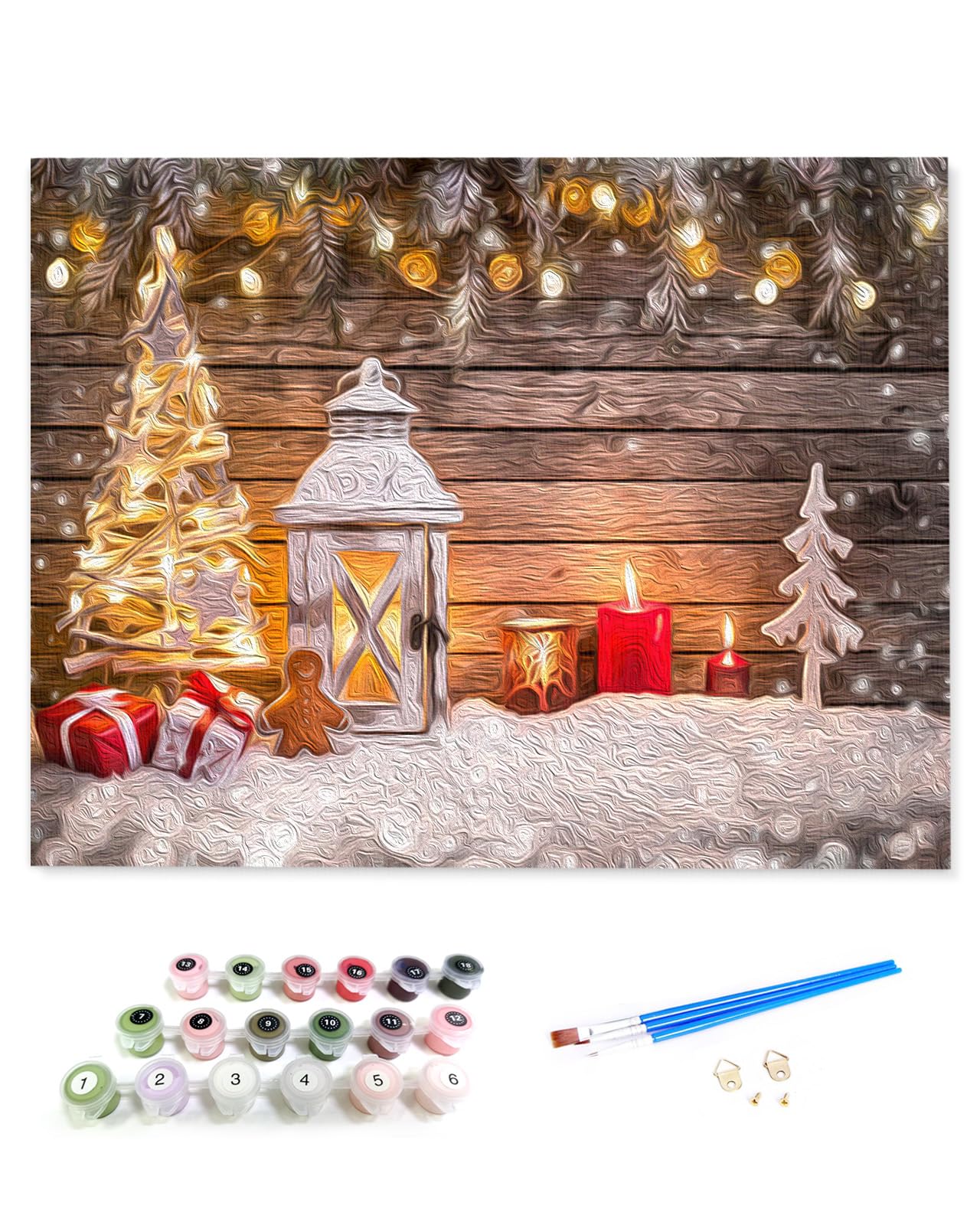 Paint By Numbers For Adults Without Frame  Christmas Decoration Tree Light Gingerbread Man Board Paint By Numbers Kits On Canvas Diy Acrylic Painting For Kids Beginner  16 X20  -Like New