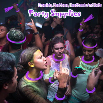 Ilhsty 100 Pcs 8'' Purple Glow Sticks Glow Necklaces In The Dark Party Favor Supplies Bright Glowsticks Bulk With Accessories Fo