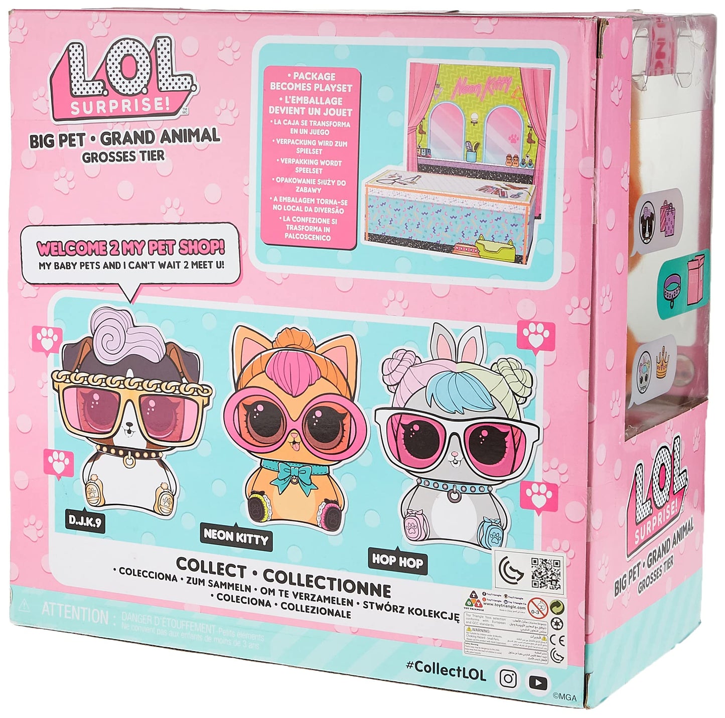 LOL Surprise Big Pet Neon Kitty with 15 Surprises Including Wear and Share Glasses & Necklace, 2 Pet Babies, Accessories, Backpa