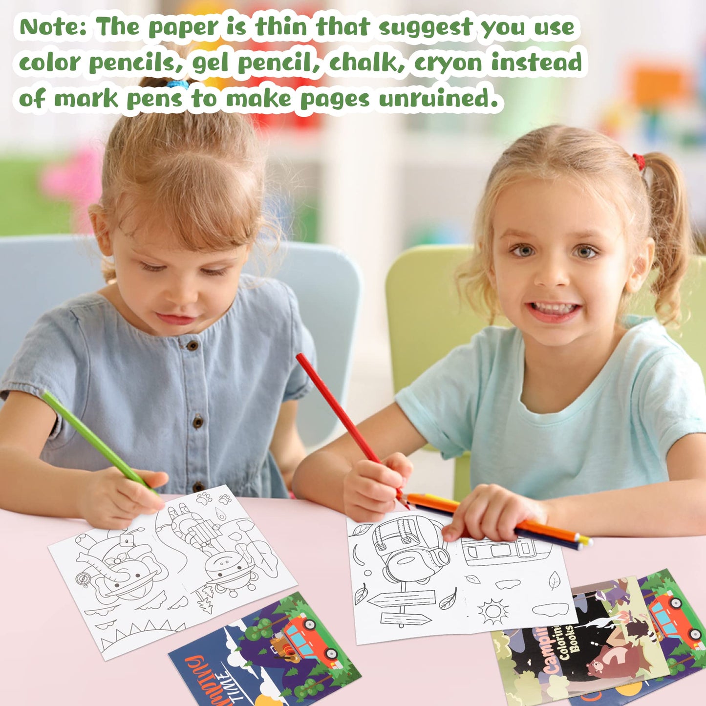 Dvbonike 24Pcs Camping Coloring Books Including Tent Camping Light Forest Bear Rabbit Diy Art Drawing Patterns Summer Birthday P