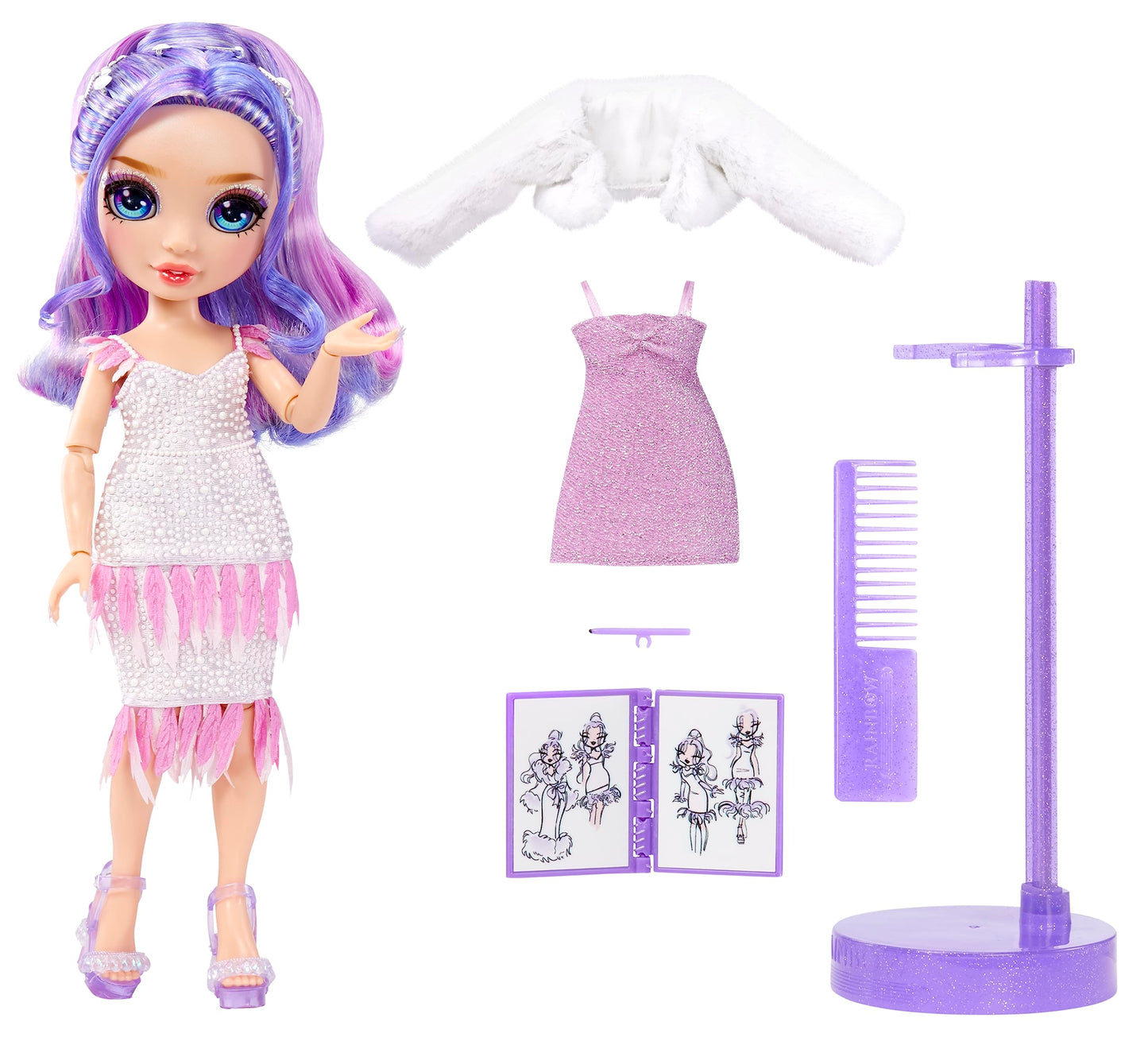 Rainbow High 11” Violet Willow Fashion Doll & Playset, Purple, Includes 2 Outfits & Accessories, Model 587385EUC