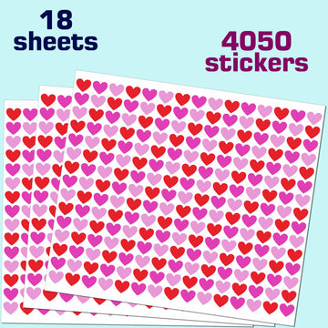 Small Heart Stickers for Kids,4000 PCS 1/2 Tiny Mini Sticker, Red and Pink,18 Sheets, Love Shape Stickers for Party Favors,Gift