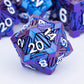 Orifantou 7Pcs Metal Dnd Dice Set With Box, Debris Rpg Blue White D And D Dice For D&D Tabletop Games Role Playing Game Polyhedr