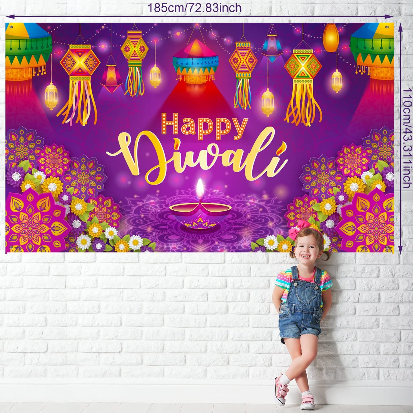 Happy Diwali Backdrop Banner Decor, Festival of Lights Party Photography Backdrop Decorations for Happy Diwali Party Indian Deep