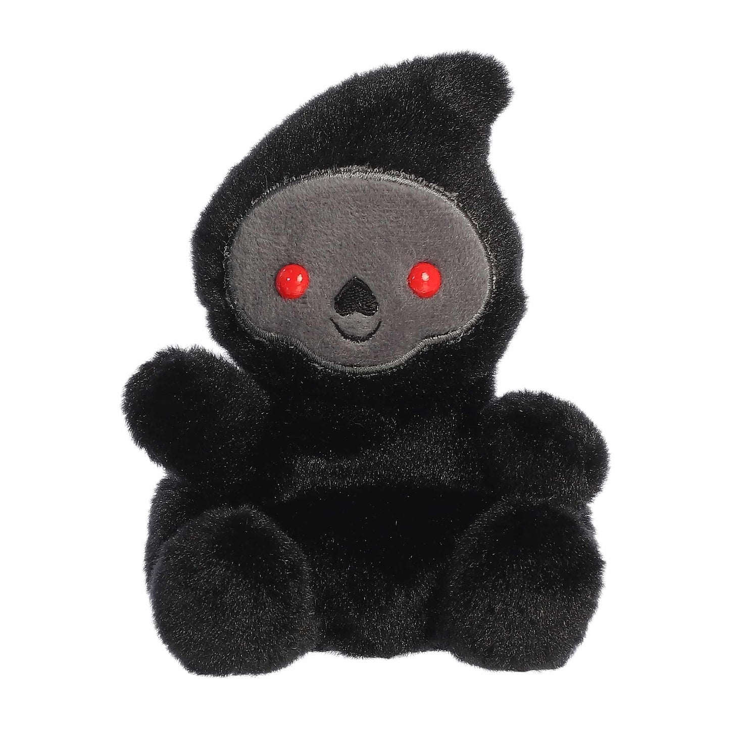 Aurora Spooky Palm Pals Omen Grim Reaper Stuffed Animal - Fun Collectible Plush for Kids and mature-themed Collectors - Perfect for Halloween Decorations and Gifts - Black 5 Inches