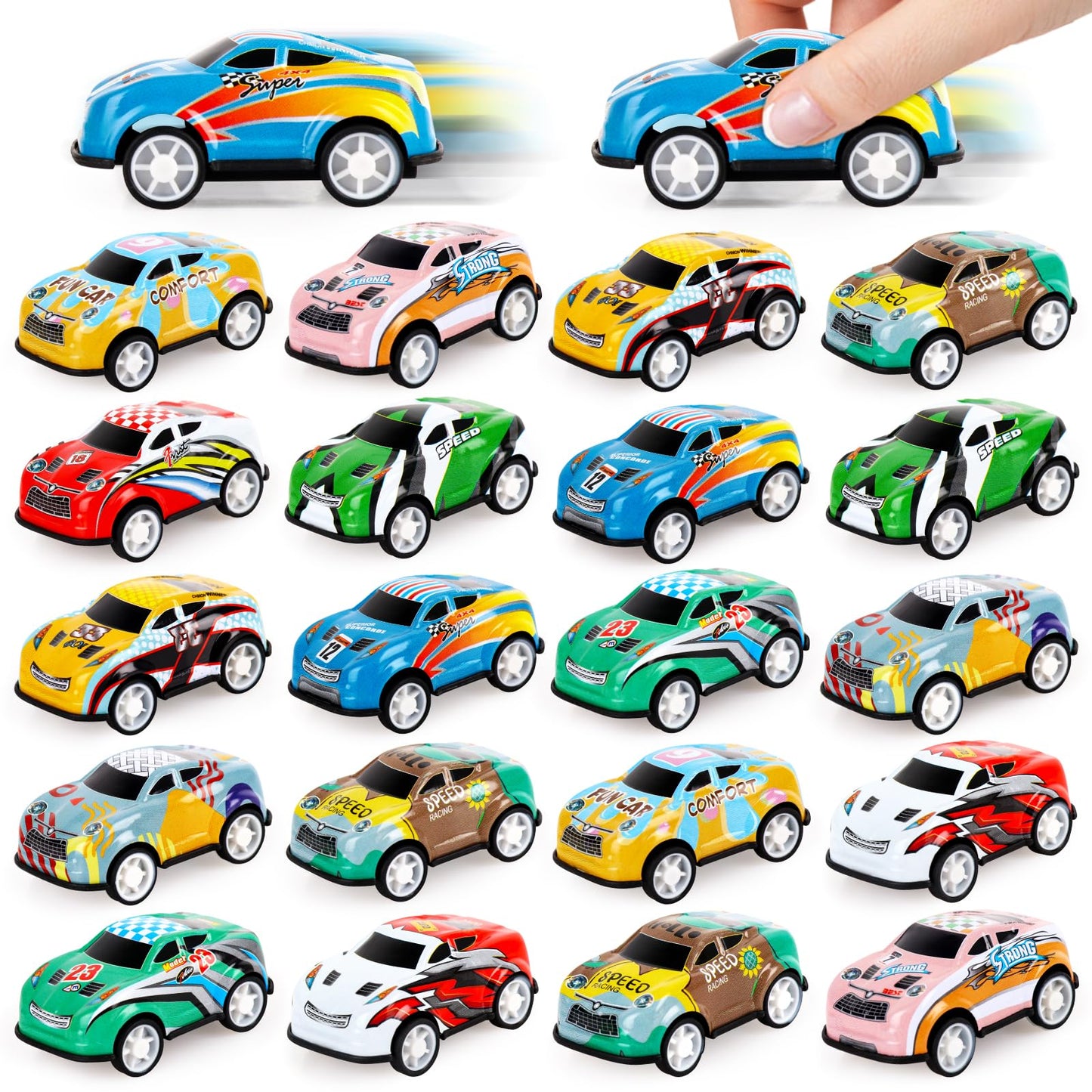 Hxezoc 50 Pack Mini Racing Car for Classroom Prizes, Party Favors for Kids Toddlers 4-8 Years Old, Bulk Pull Back Car Toys for C