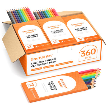Shuttle Art 360 Pcs Colored Pencils Bulk, 12 Assorted Colors, Pack Of 30, Break-Resistant, Pre-Sharpened Colored Pencils For Kids, Bulk Pack School Supplies For Teachers & Students