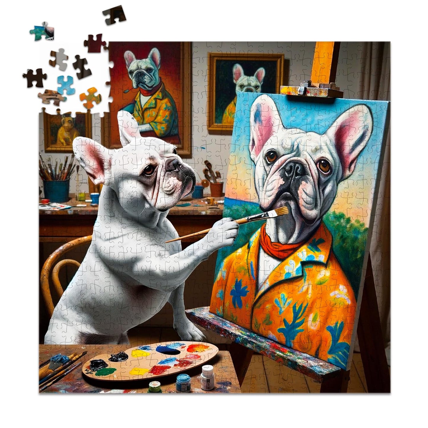 Fishwisdom 500 Pieces Animal Jigsaw Puzzles for mature-themeds and Teens and Kids Family Happy Toys Painting Bulldog