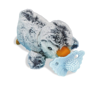 RaZbaby RaZbuddy RaZberry Teether/Pacifier Holder w/Removable Baby Teether Toy - 0M+ - Bpa Free (Penguin)