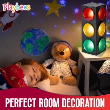 Playbees Traffic Light Lamp with Base 12.25 inches USB Traffic Light with Vibrant Color Blinking Modes Decoration for Kids Bedro