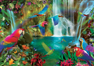 Educa - Tropical Parrots - 1000 Piece Jigsaw Puzzle - Puzzle Glue Included - Completed Image Measures 26.8'' X 18.9'' - Ages 14+
