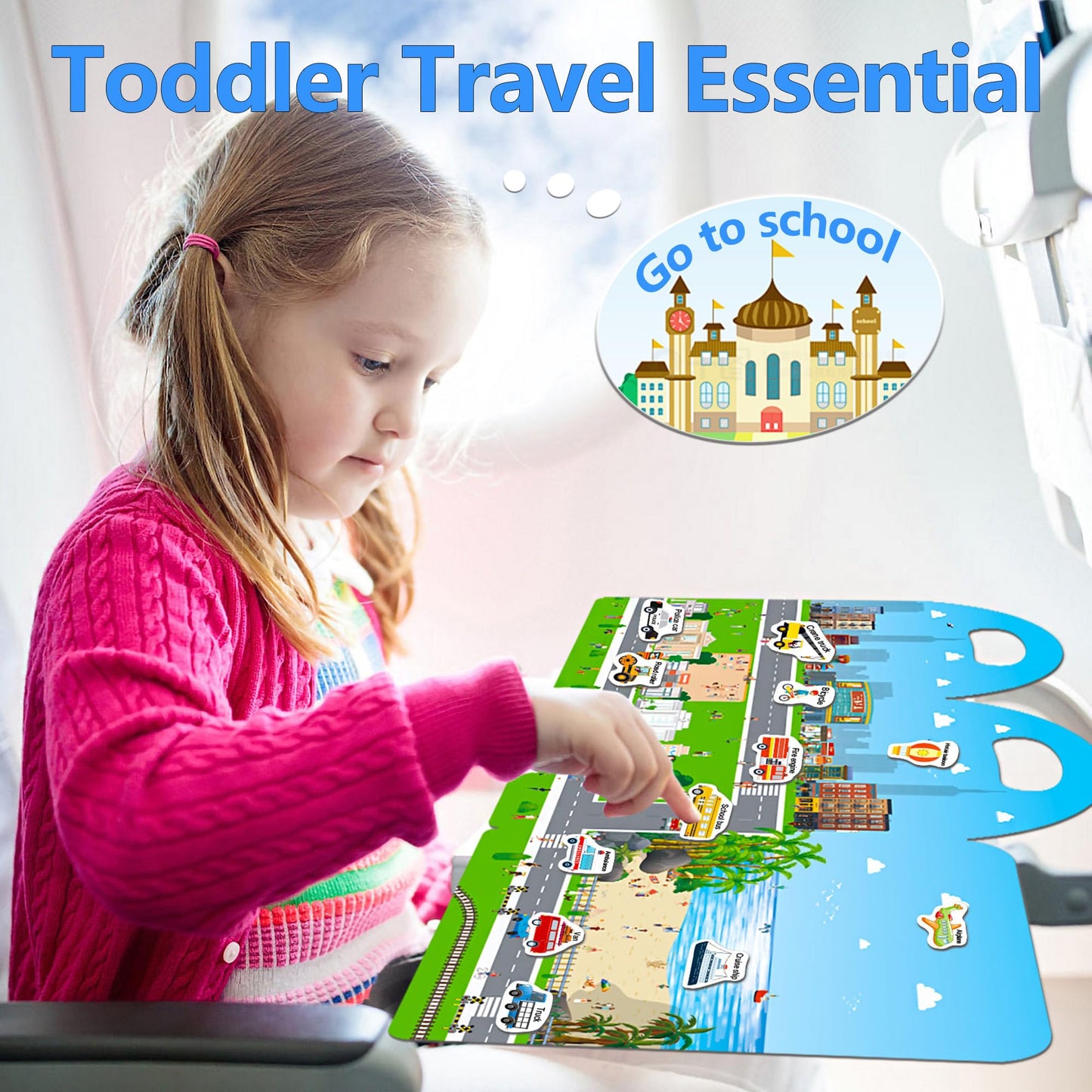 Igetooy Sticker Books For Toddlers 2-4 Years, Reusable Sticker Book For Kids, Travel Toys For Toddlers 1-3, Toddler Airplane Travel Essentials For Kids, Vehicle Stickers For Kids