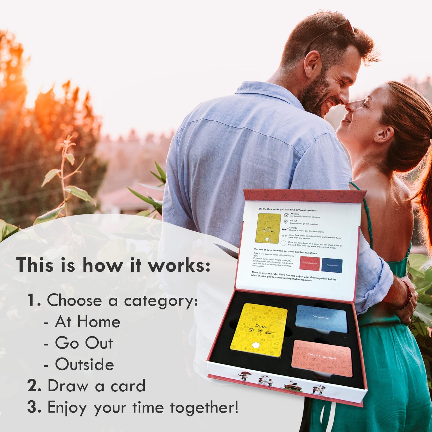 120 Questions And Date Night Ideas For Couples - Date Night Box With Date Night Cards - Fun Date Night Game, Couples Game For Da