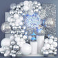Disco Ball Balloons Arch Kit, White And Silver Balloons Different Sizes Garland With Large Metallic Silver Mirror Balls Balloons
