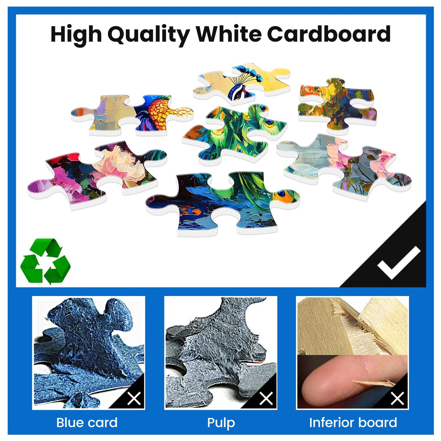 300 Piece Puzzles for mature-themeds Peacock Puzzle Jigsaw Puzzles 300 Pieces mature-themed Puzzles Games for Kids Ages 8-10 10-12 Recycled Cardboard Puzzles Gift Toy 20.5x15IN