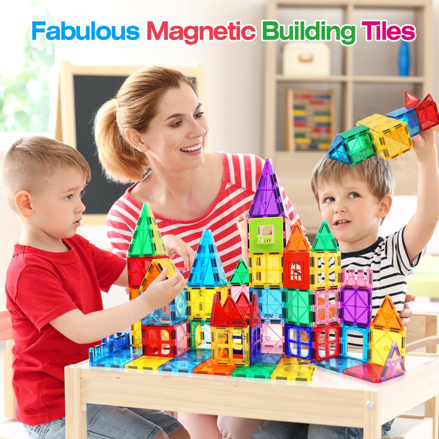 Feoxialy Magnetic Tiles for Kids Ages 3-5 4-8 STEM Educational Gifts Toys for 3 4 5 6 7+ Year Old Boys Girls Magnet Building Blo