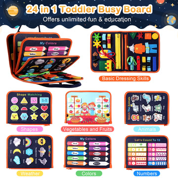Toddler Busy Board Montessori Toys: For Toddlers 1-3 Year Old Educational Activity Book Sensory Board Travel Toy Ages 2-4 3-5 Le