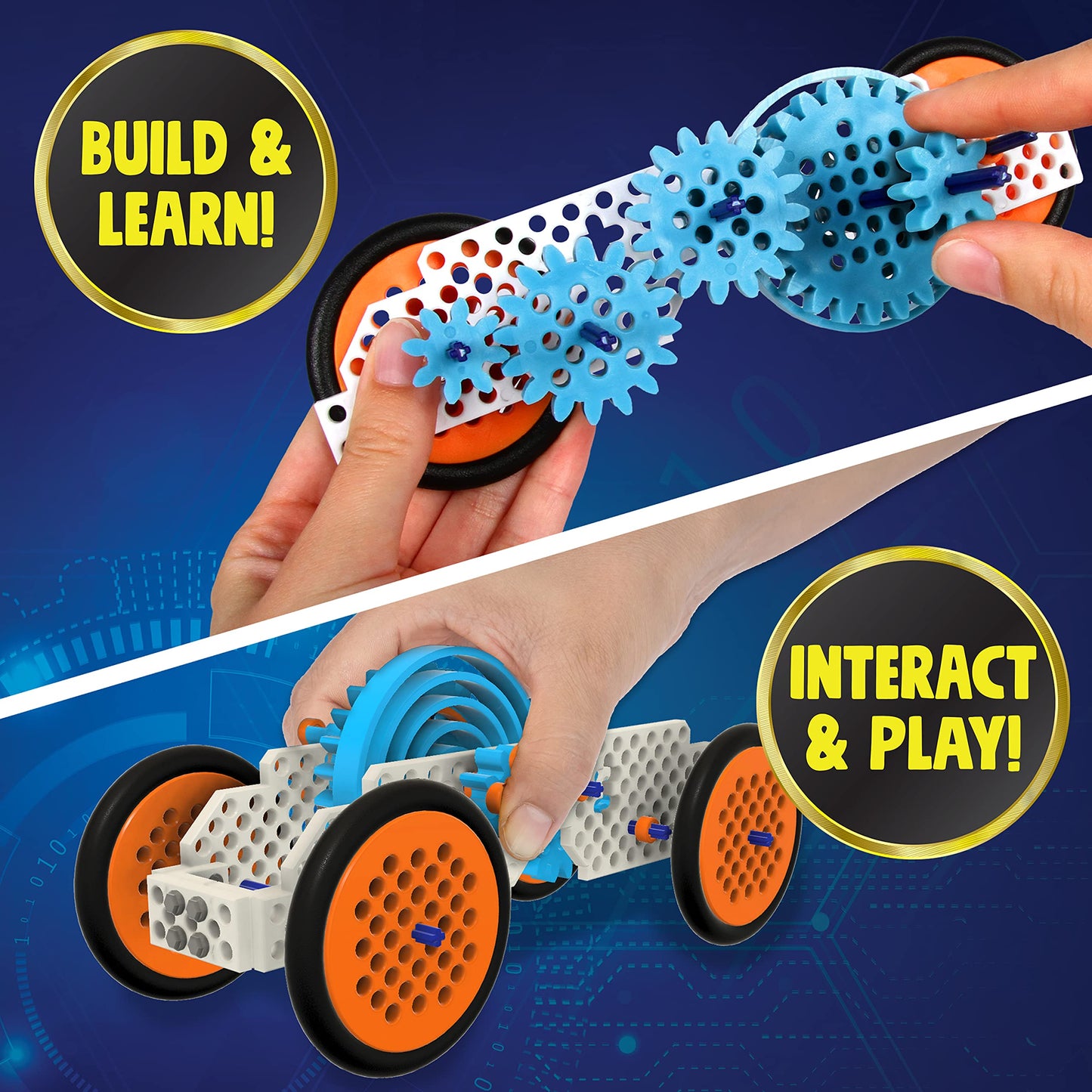 Gears & Gadgets 194Pc Kids Building Toys - Build Large & Small Robotic Projects - Stem Toys For Kids Education - Construction Bu