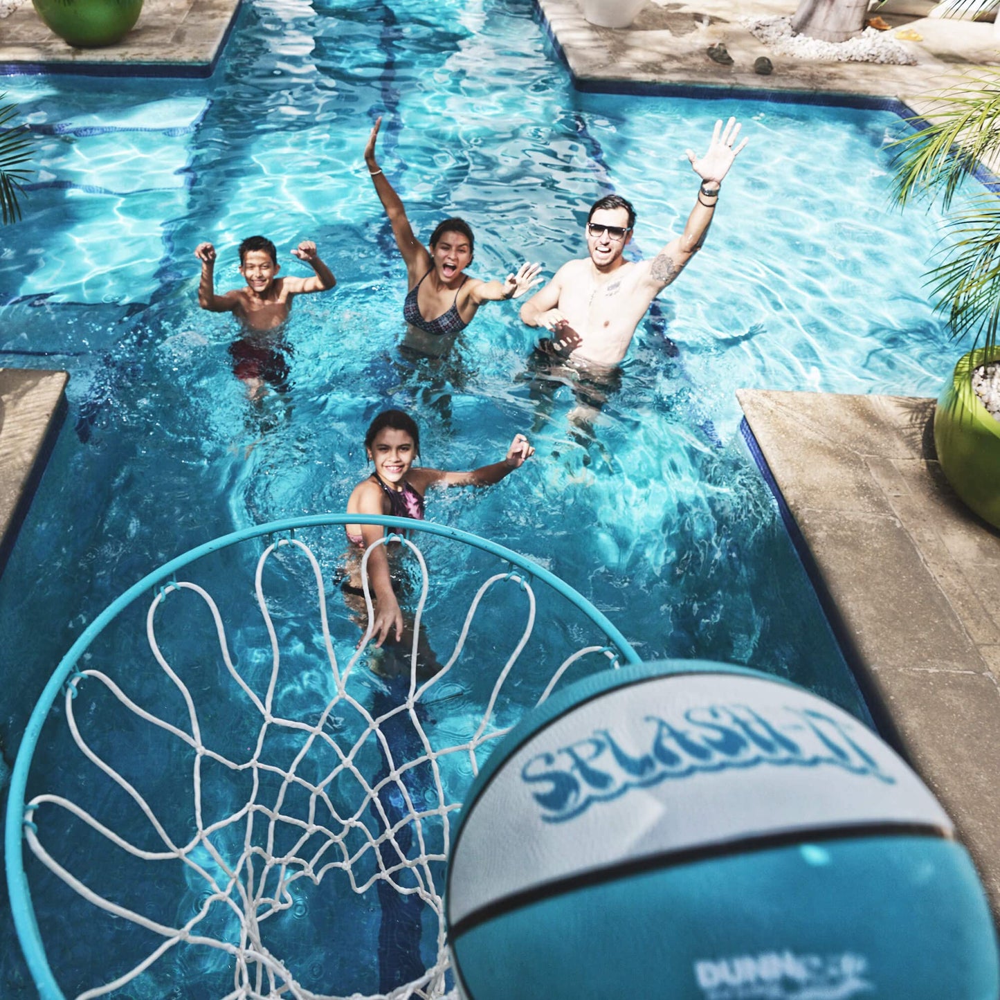 Dunn-Rite Products Deck Shoot Poolside Deck-Mounted Basketball Hoop Set, White