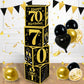 Toniful 4 Pcs 70Th Birthday Decorations Boxes For Men Women,Seventy Years Old Birthday Cardboard Box Party Supplies,Black And Go