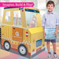 Construction Truck Wooden Playset w 60+ Toy Pieces- Pretend Hammer Saw Bolts & Screws- Spinning Turn Saw, Steering Wheel, Wood t
