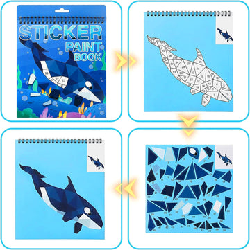 Sticker By Number For Kids Ages 4-8, 8-12 Stickers For Kids Animals Ocean Horse Dinosaurs Sticker Paint Puzzle Activity Books For Kids Girls Boys Birthday Party Favors Travel Toys