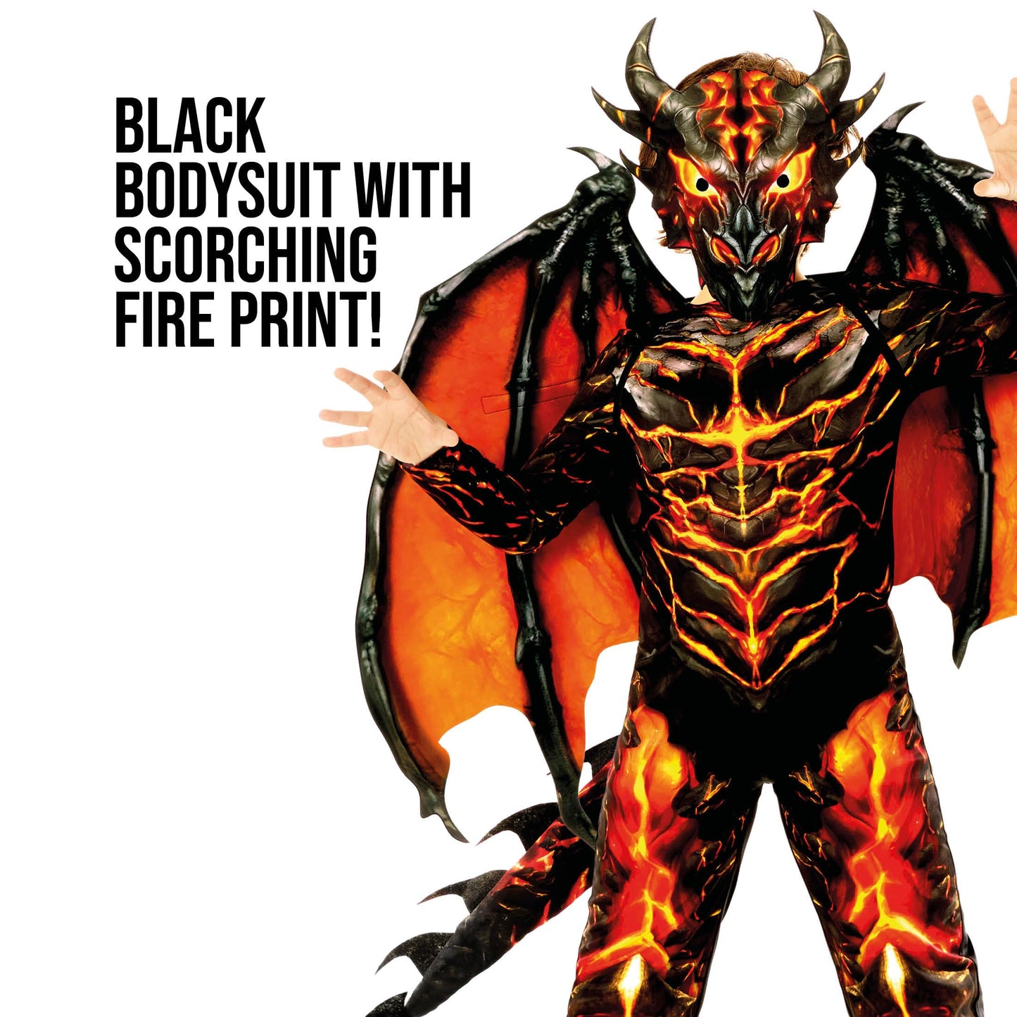Morph Dragon Jumpsuit Lava Boys Costume XL