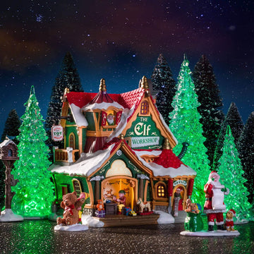 Lemax Crystal Lighted Tree, 3 Color Changeable, Small, Set Of 4, Battery Operated (4.5V) #94518