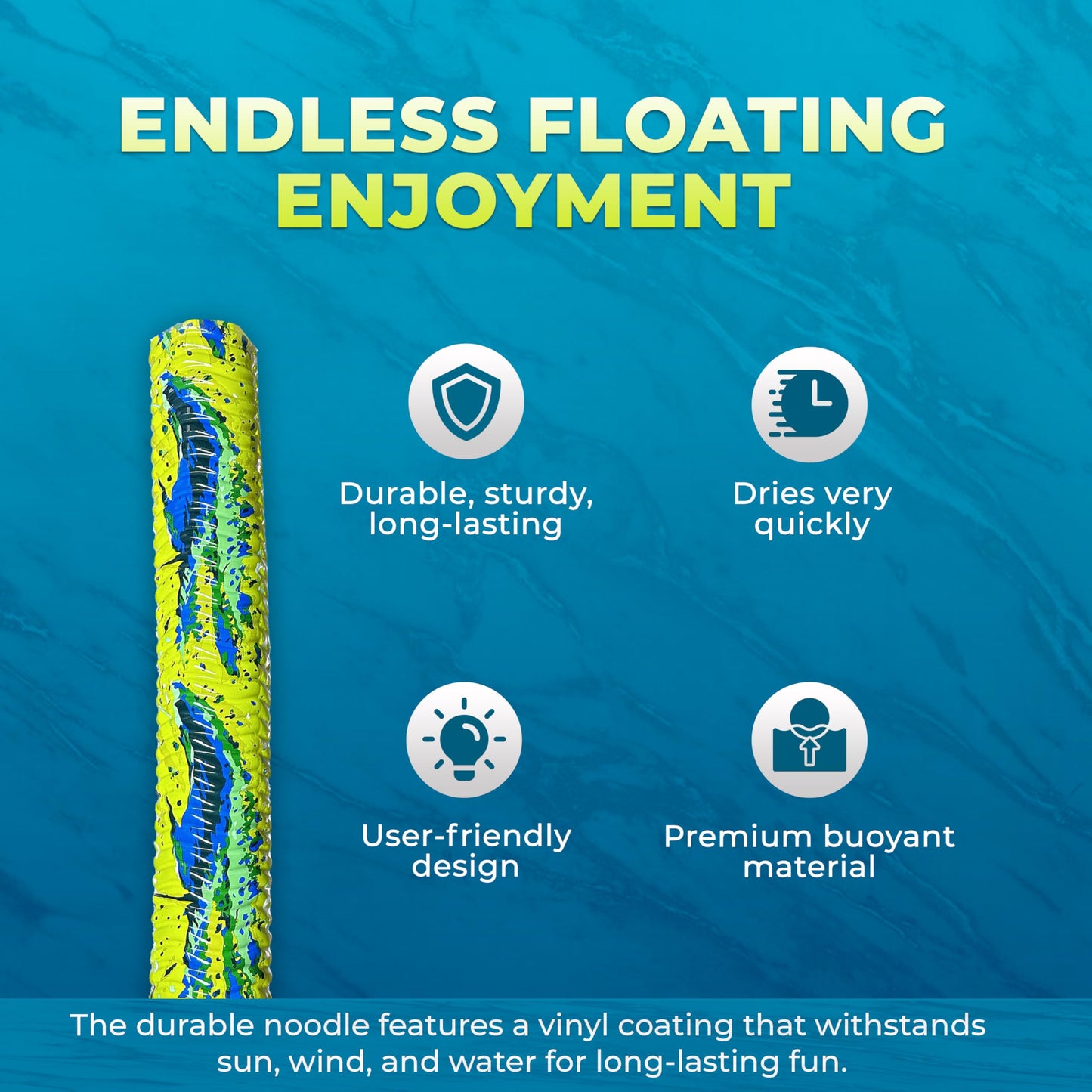 VOS Mega Foam Pool Wavy Noodle  enhanced & Big  Super Soft Pool Noodle for Swimming and Floating  Pool Floats  Lake Floats for mature-themeds & Kids  Single Pack (Dorado)
