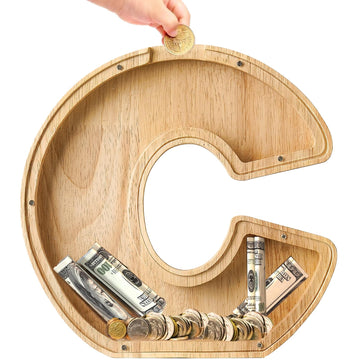 Bemaystar Wooden Letter Money Box For Kids, Lovely Alphabet Initial Letters Piggy Banks, Coin Bank, Birthday Gift