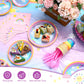 Unittype 3 Pcs Rainbow Table Cloths for Parties Rainbow Tablecloth Waterproof Table Cover Rainbow Clouds Birthday Tablecloth for