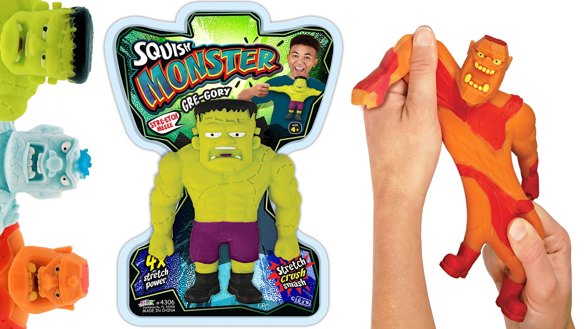 Ja-Ru Super Squishy Monster Toy (1 Stretchy Monster Assorted) Fidget Action Figures Stretch Squeeze Toy For Kids & Adults. Anxie
