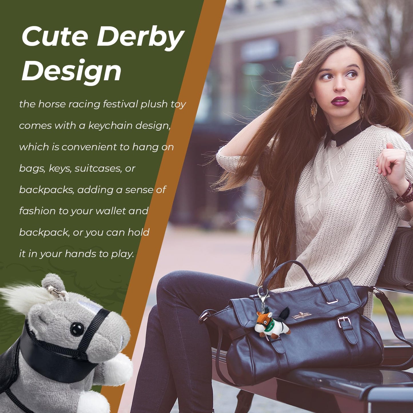 Wiwiqing 6 Piece Kentucky Horse Stuffed Keychain Derby Party Souvenir Run for the Roses Plush Gifts Derby Horse Plush Toy Women