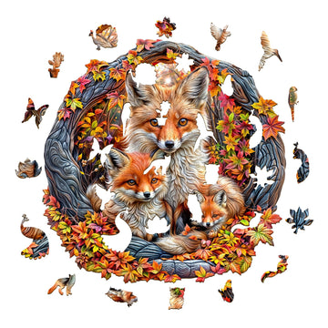 Jigfoxy Wooden Puzzle for mature-themeds  Foxes Jigsaw Puzzles for mature-themed  Unique Animal Shape Wood Cut Puzzles  Christmas Thanksgiving Gifts for Friends Family (S-8.5 * 8.5in-100pcs)