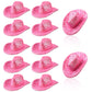 Sotiff 12 Pcs Mini Western Cowboy Cowgirl Hat Glitter Pink Small Disco Toy Hat Neon Holographic Space Doll Hat Sparkly Dollhouse Decoration For Christmas Cowgirl Party Dollhouse Drinks Cupcake Toppers