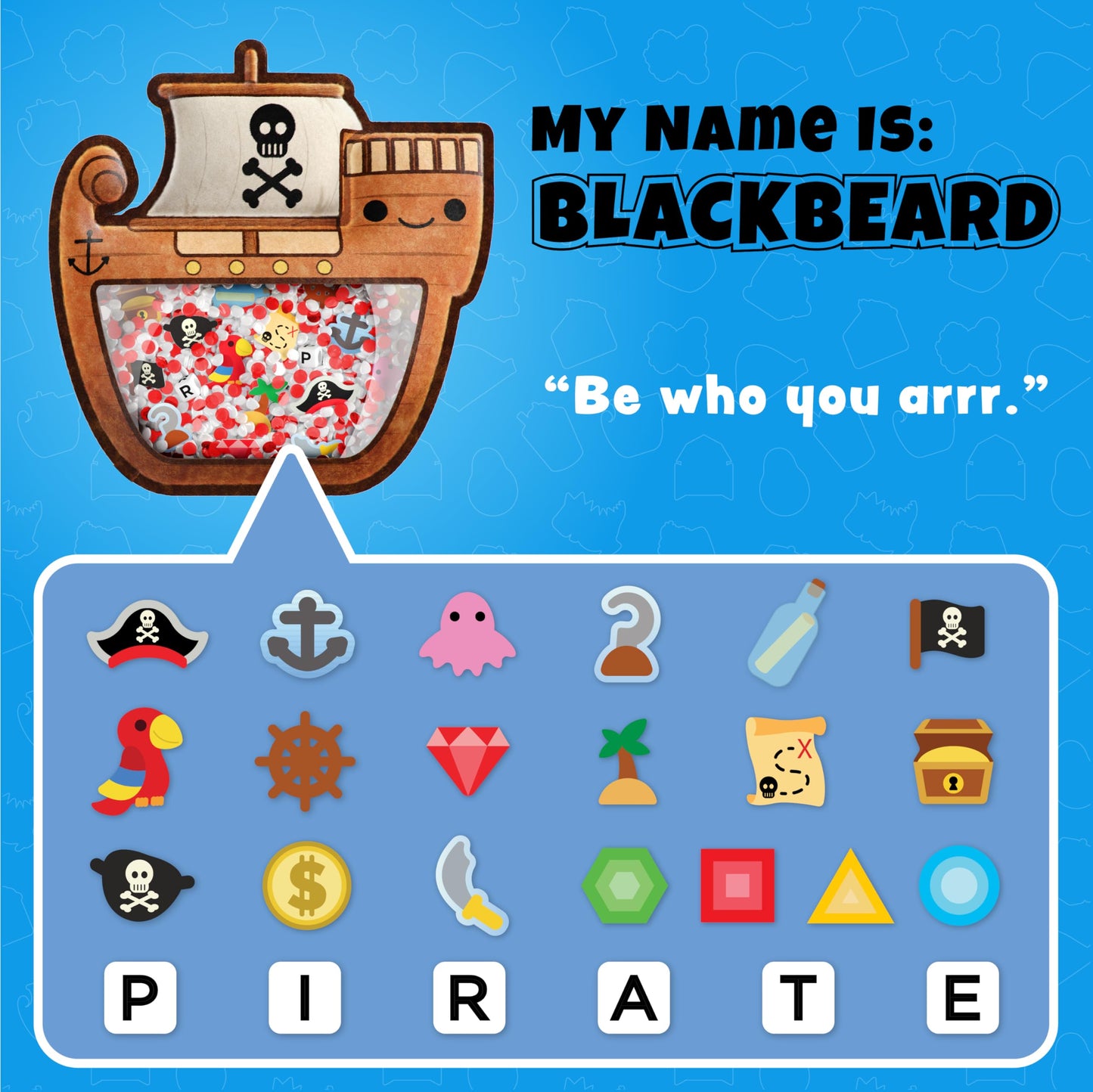 Bizyboo - The Original Seek & Find Plush - Hidden Object Search Problem Solving Educational Matching Game For Kids 2 And Up (Blackbeard)