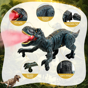 Talgic Remote Control Dinosaur For Boys 4-7, Robot Dinosaur Toys For Kids 5-7, Rc Dinosaur With Realistic Legs & Spray Stream,Remote Dinosaur Toys For Kids3 4 5 6 8 Year Old Boy Birthday Gift (Blue)