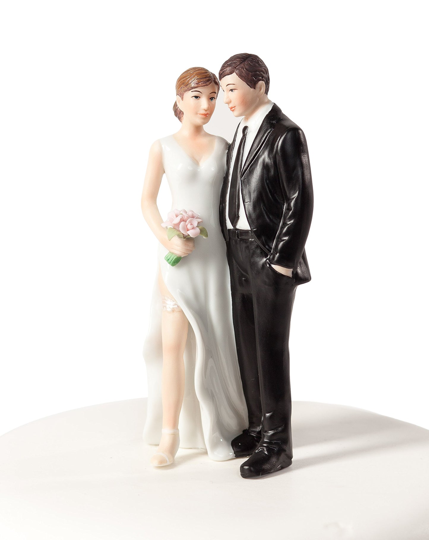 Wedding Collectibles Cake Topper - Funny Sexy Tender Touch Figurine, 5.25" Porcelain, Humorous Bride & Groom Decor