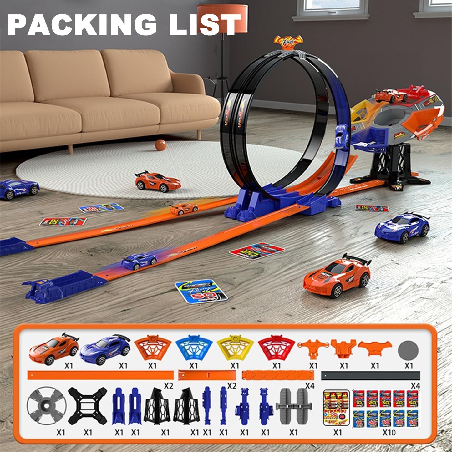 Race Track Sets, Two-Player Competitive Car Race Track Toys For Kids, 2 High Speed Race Cars, 360 Loop Track Car Toys For Boy Gi