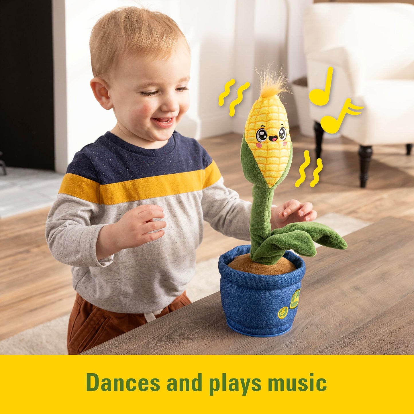 John Deere Toys - Corny Dancer Interactive Plush Toy - Dancing Baby Musical Toy Repeats What You Say And Plays Music - Soft Baby Sensory Toys - Ages 2 Years And Up