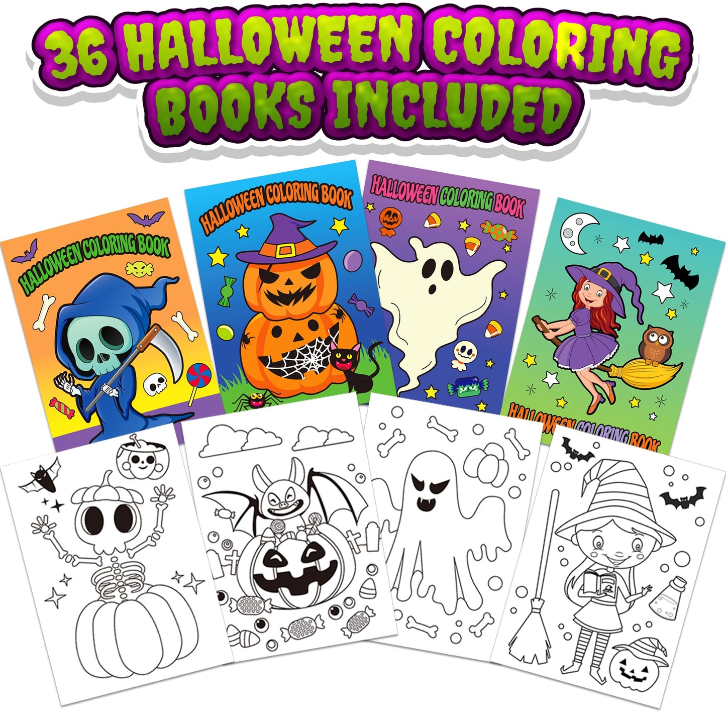 ArtCreativity Halloween Coloring Books for Kids, Pack of 36, 5    x 7    Mini Booklets, Fun Halloween Treats Prizes, Favor Bag F