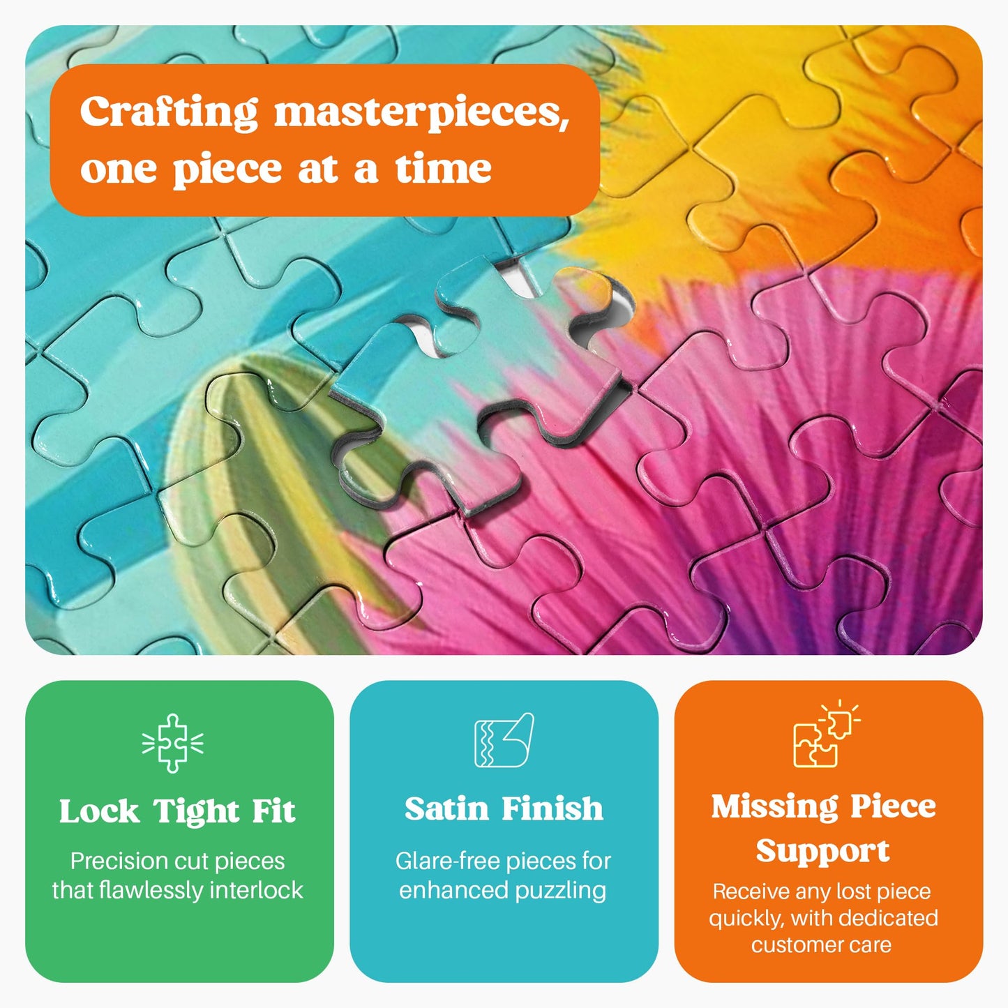 Cross & Glory - Blossoming Desert: Poolside Paradise - 1000 Piece Jigsaw Puzzle for mature-themeds | Vibrant Colors | Satin Finish | 20x27 Inches | mature-themed Challenge