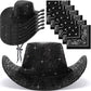 Zhanmai 12 Pcs Cowboy Hat and Bandana Cowboy Cowgirl Hats Bulk Western Party Costume Halloween Accessory(Black,Sparkly Polyester