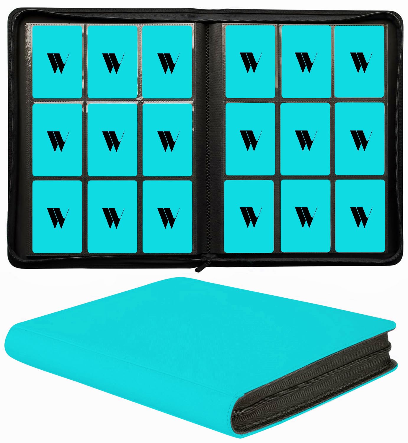 Premium 9-Pocket Zippered Trading Card Binder, 540 Pockets Double-Sided Side-Loading Card Organizer Album, Pu Leather Card Holde