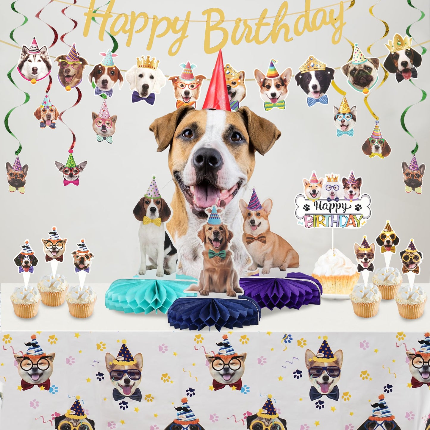 QILICJHZ 165Pcs Dog Birthday Decoration,Dog Party Decorations Serves 20,Puppy Birthday Decorations,Puppy Party Decorations with
