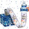 Blue Silver 16Th Birthday Money Box For Cash Gift Pull, Surprise Money Gift Money Box With Birthday Pull Out Card & 30Pcs Bags F