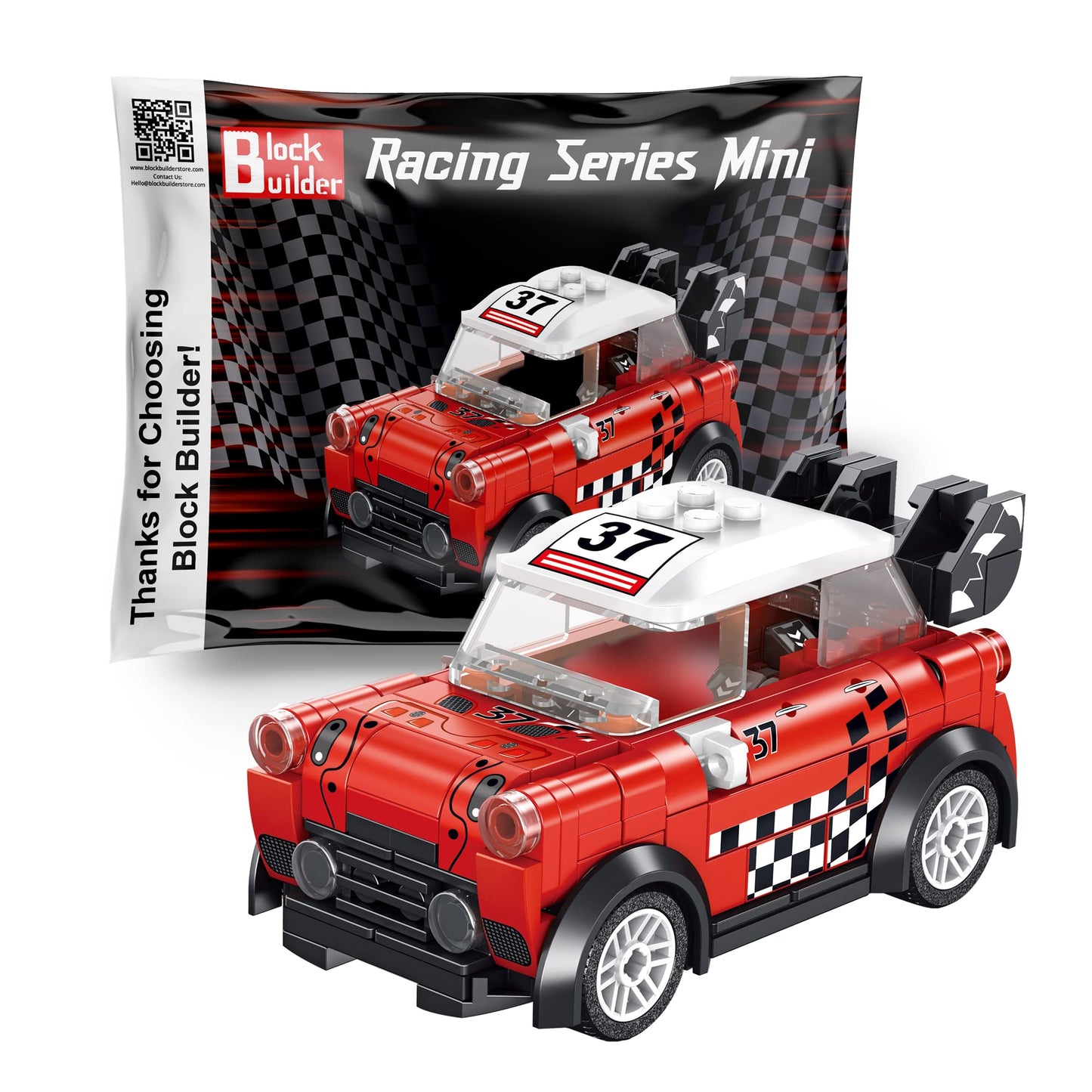 Block Builder Racing Car Building Block Set. Racing Car Building Blocks For Kids And Adults (Red)