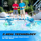 Tecnock Amphibious Remote Control Car Boat for Kids, 2.4GHz 4WD Water Squirt RC Stunt Car with LED Lights, 45-Minute Playtime, P