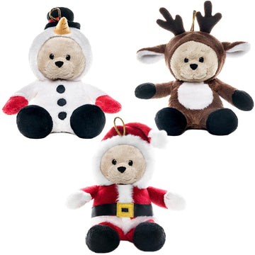 My Oli 7' Plush Christmas Stuffed Animal Teddy Bears 3 Pack Christmas Plush Toys: Santa, Reindeer And Snowman With Flippable Hats For Kids Christmas Hanging Plush Decorations
