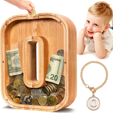 SummiDate Wooden Letter Piggy Bank| Piggy Bank for Boys Girls Toddler| Alphabet O Money Bank| Coin Bank Birthday Gift for Kids|Birthday Gift for Kids (O)